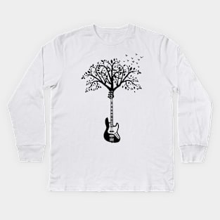 Bass Guitar Tree Light Theme Kids Long Sleeve T-Shirt